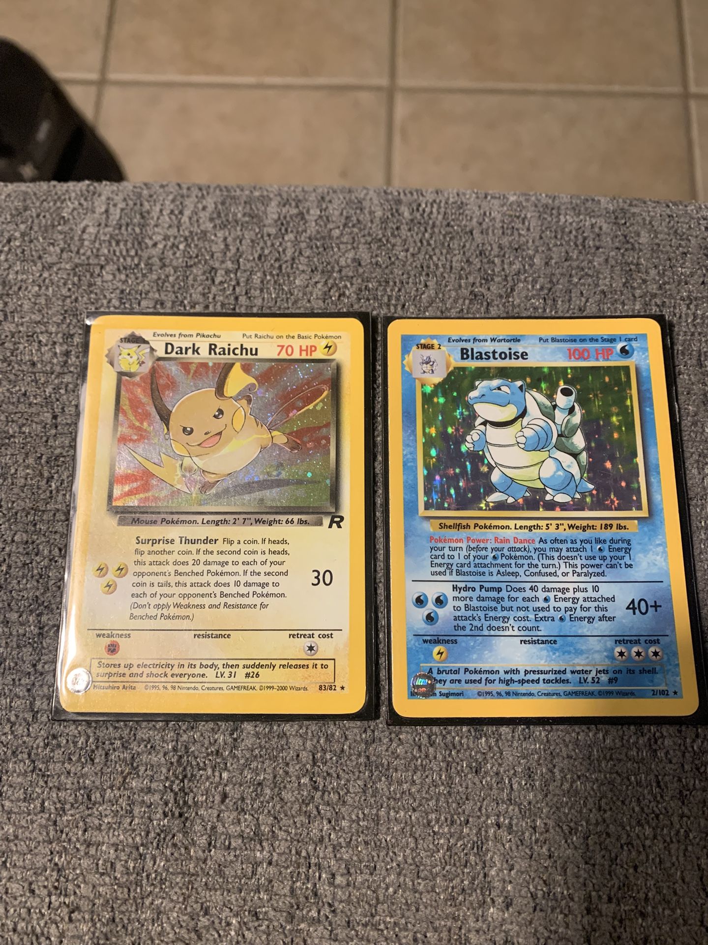 Classic Pokémon Cards. Blastoise And Dark Raichu