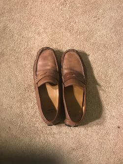 Clark’s cognac leather loafers