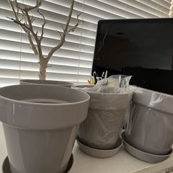 5.5 Plastic Plant Saucers-Grey (4 Pack) 