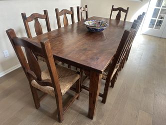 Pine Harvest Table and 8 Matching Chairs