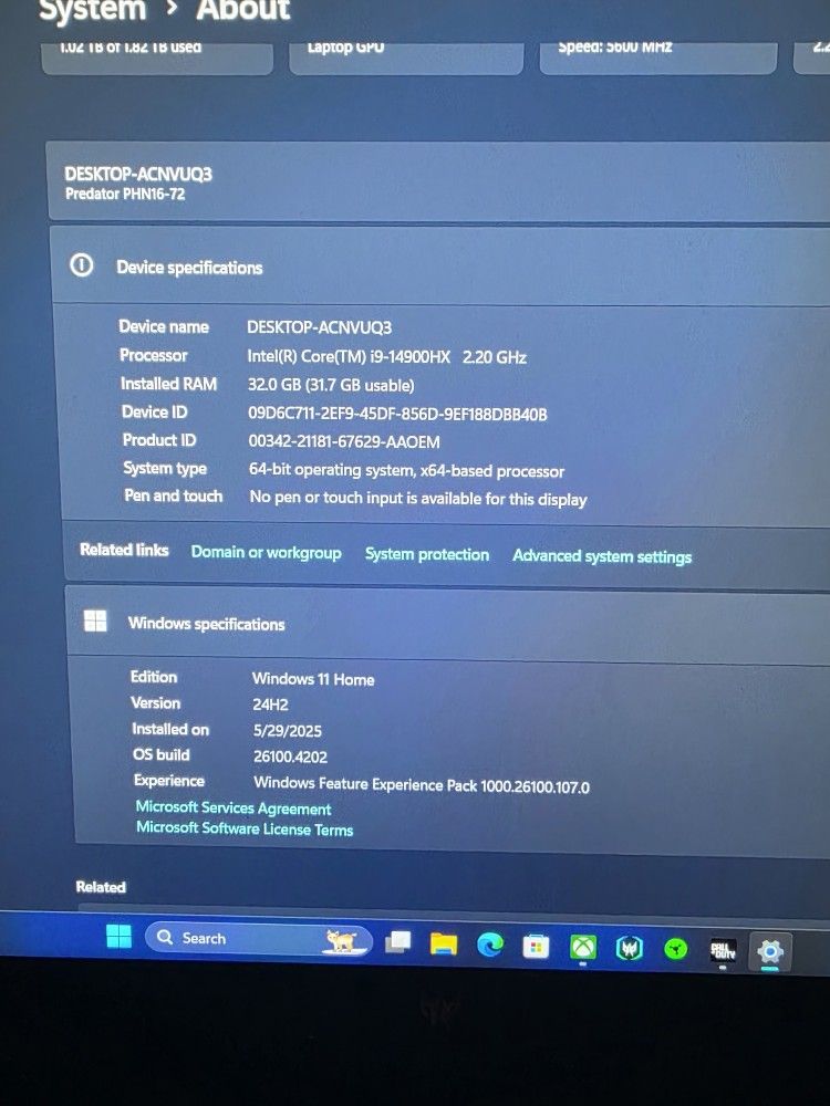 Accer Predator PHN16-72-99PA