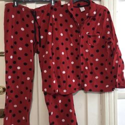 Sonoma women’s polka dot fleece pejama set Large