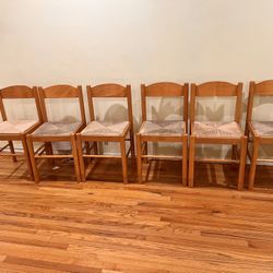 6 Mid Century Modern Wicker Chairs 