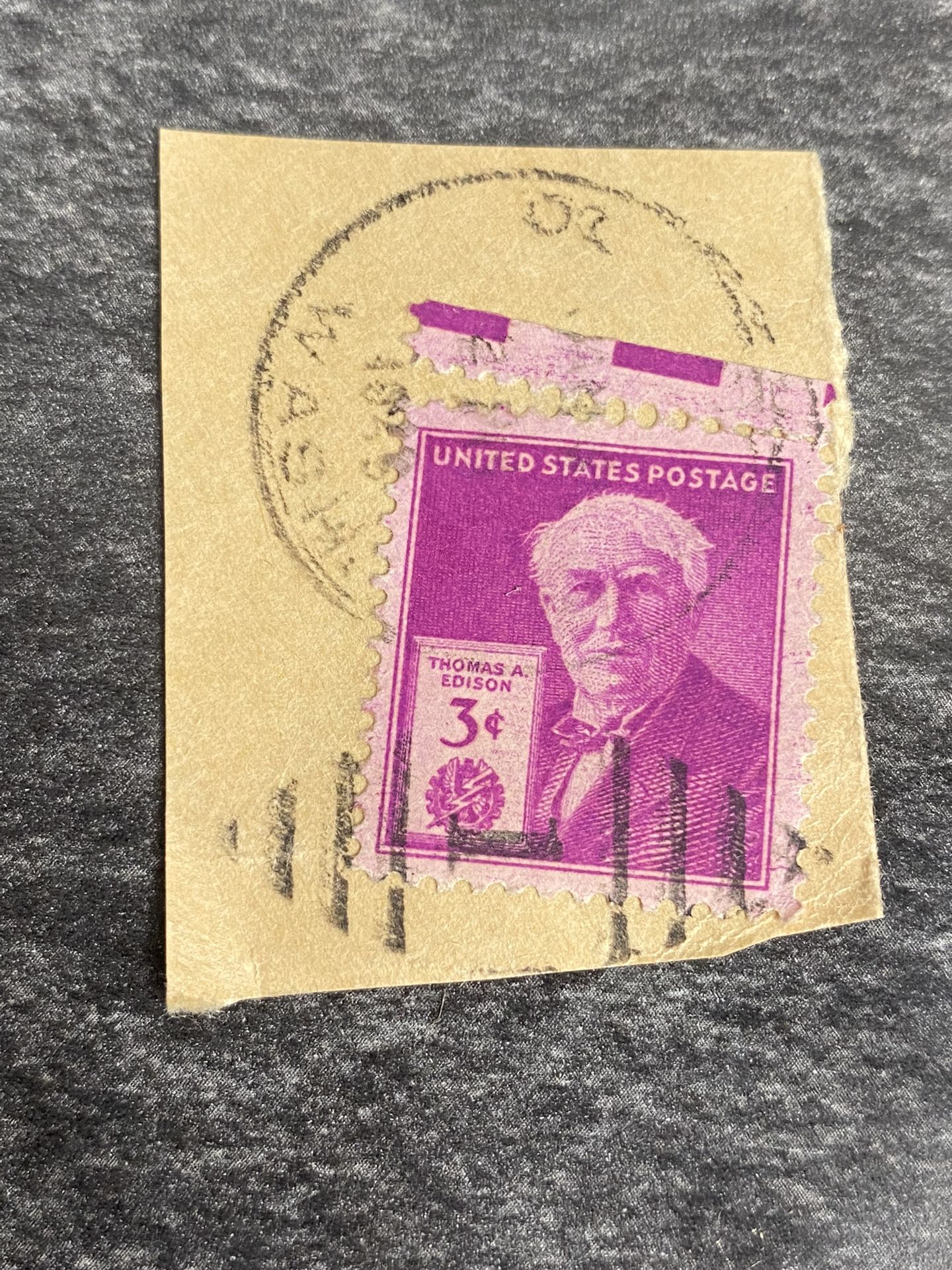 Vintage Antique 1947 US 3 Cent Violet Stamp Thomas Edison #945 100th Anniversary (Rare Collectors Item!)