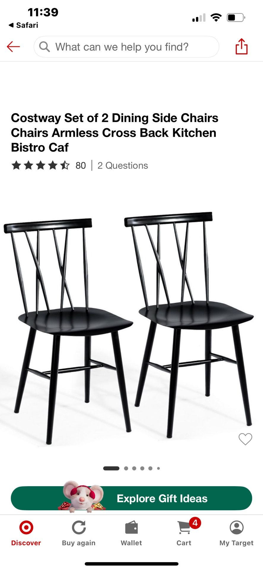 Set Of 4 Metal Chairs 