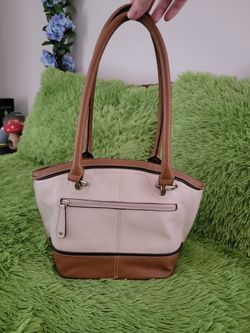 Tignanello Brown & White Leather Handbag