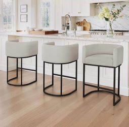 3X Light Gray color 26” fabric barstools