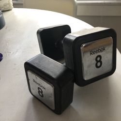 Two Reebok 8 Pound Dumbbell Weights