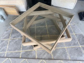 Stack of 4 Squares Glass Top Coffee Table