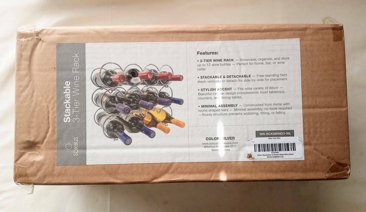 Sorbus 3-Tier Stackable Wine Rack Storage Organizer Hold 12 Bottles Color Silver