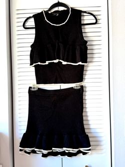 Black Knit Crop Top and Skirt Set