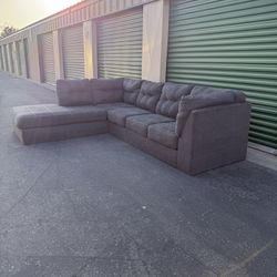 Tufted Shadow Quartz Microfiber Sectional