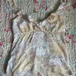 Hollister Pink/yellow Ruffle Tank