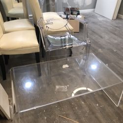 Clear, acrylic, coffee, table and chair 