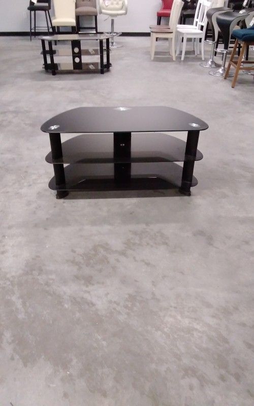 TV Stand, Black Tempered Safety Glass, TVs Up To 48"