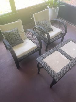 3-Piece Wicker Patio Set with Cushions