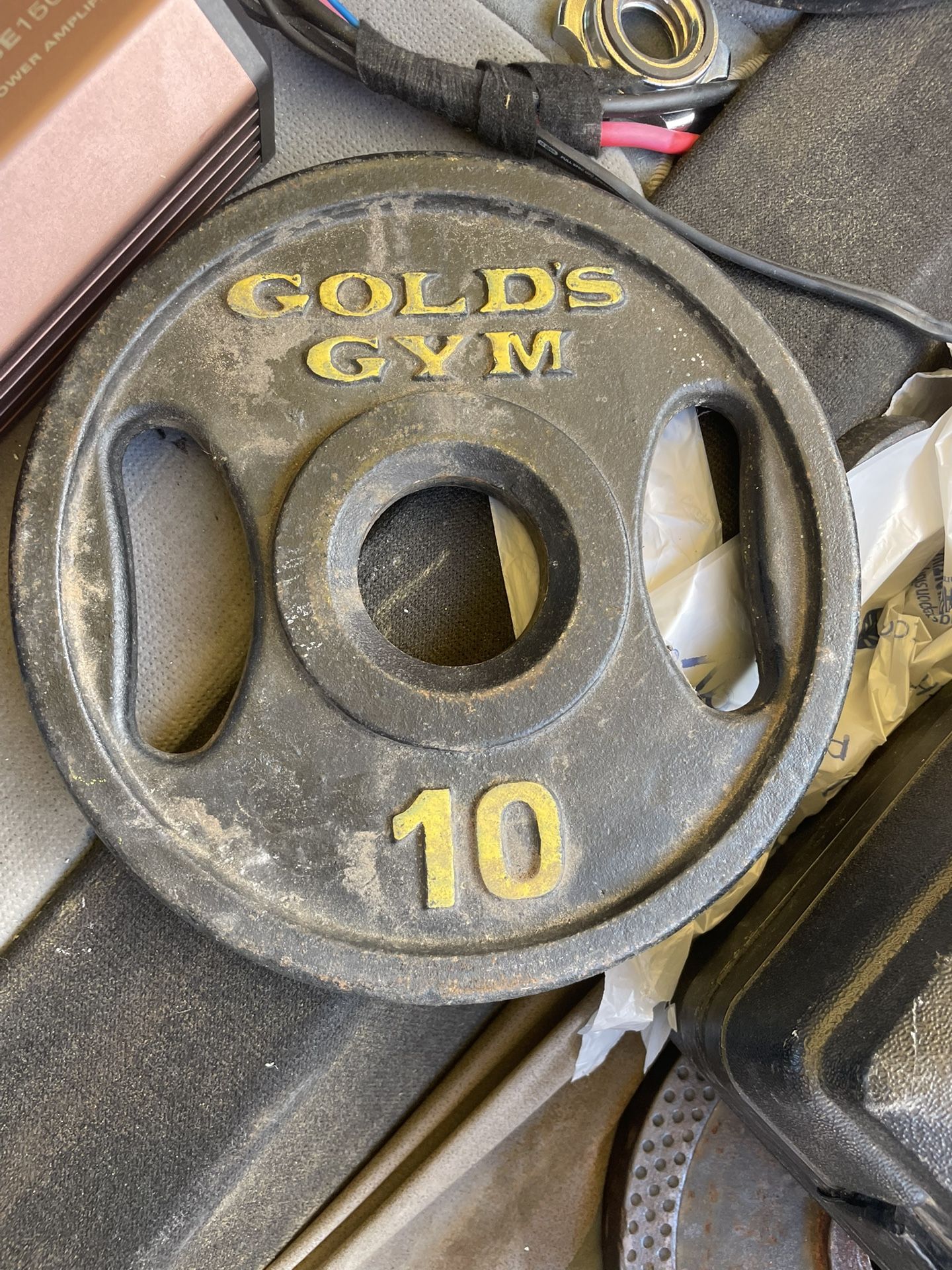 Go to gym, curl bar and weights