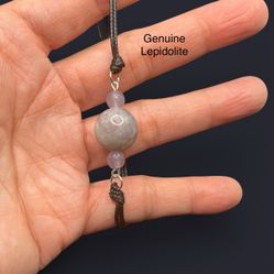 Lepidolite Genuine Stones Adjustable Wax Cord  Bracelet