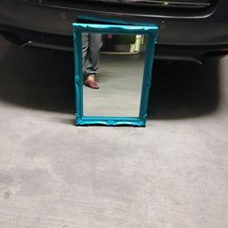Blue Framed Artsy Mirror