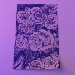 8.5x5.5 Inch Rose Illustration Art