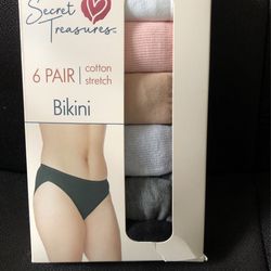 Secret Treasures 6 Pair Cotton Stretch Bikini 