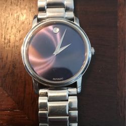 Movado Mens Watch Silver Blue Face