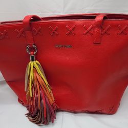 Sassy Jones Red Leather Tote