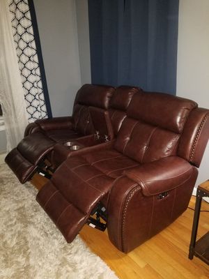 Magellan Power Reclining Leather Sofa Console Loveseat For Magellan Power Reclining Leather Sofa