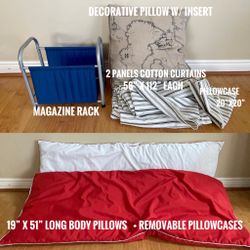 Home Decor/ Curtains, Magazine Rack, Decorative Pillows And More
