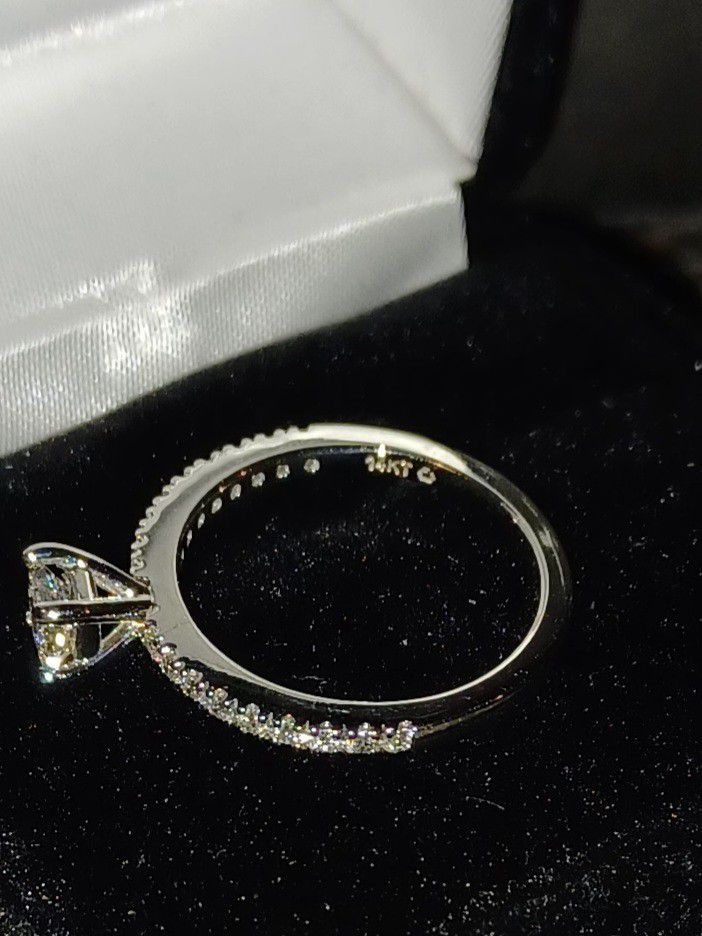 Engagement Ring 14K White Gold  3/4 Carat