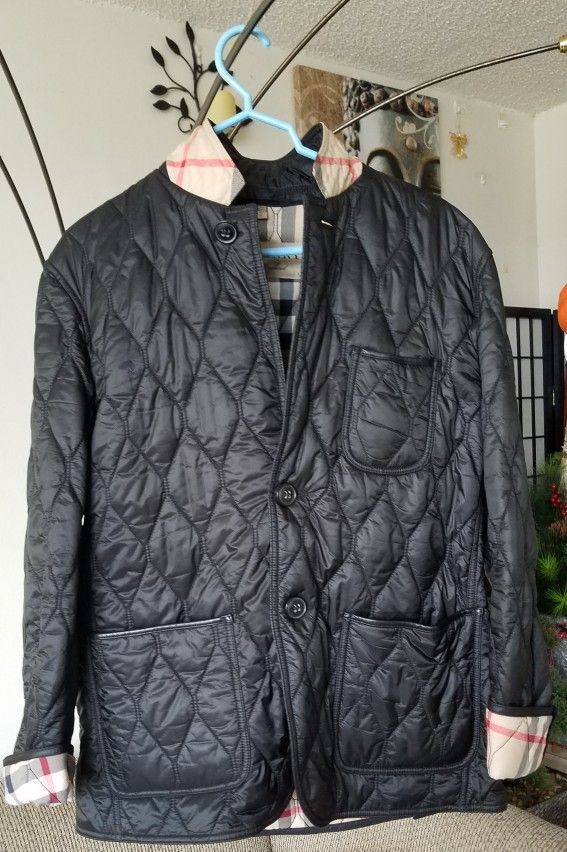 Burberry men's diamond quilted black jacket