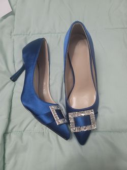 Royal blue satin dress shoes