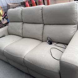 🤍Reclining White Leather  3 Seats sofa ✨
