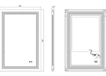 24” x 36” LED Bathroom Vanity Mirror Anti-Fog Wall Mounted