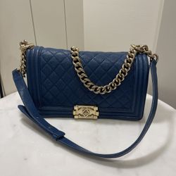 Chanel Blue boy bag 
