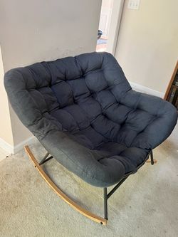 Double Papasan Rocking Chair dark grey
