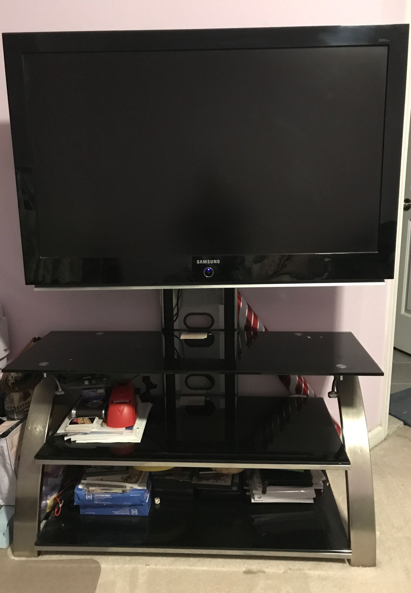 Samsung LCD 48 inch TV with a matching glass stand