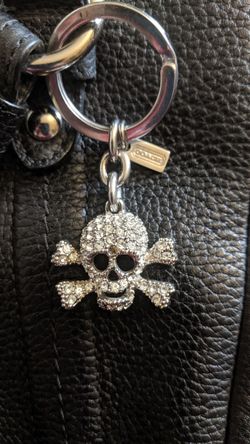 Coach Skull Crossbones Swarovski Crystals Keychain Key ring