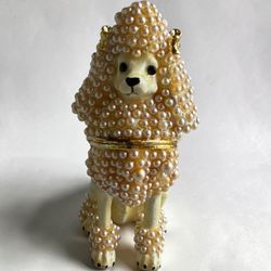 Pearl Poodle Trinket Box with Matching Necklace – Complete Gift Set