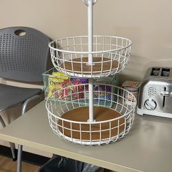 Metal Fruit Basket, White To Tear