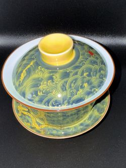 Chinese Royal Dragon Ceramic Porcelain Tea Cup with lid&saucer