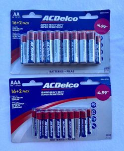AC Delco Heavy Duty 18 Count  Packages AA & AAA batteries