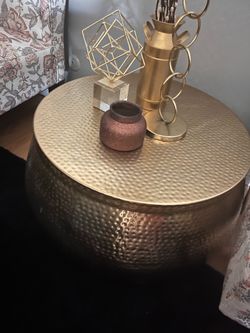 Gold hammered table/storage