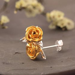 "Colorful Rose Flower Beautiful Stud Earrings for Women, VP1047
