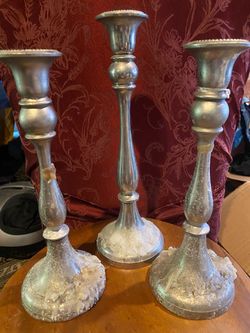 Pewter candle sticks (3)
