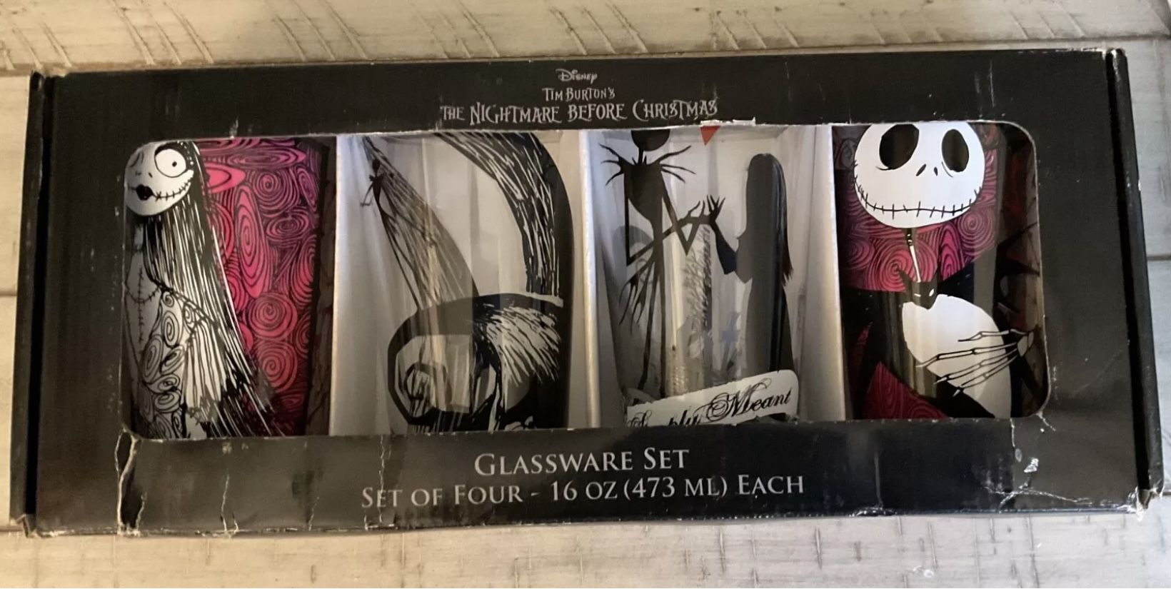 Tim Burtons Nightmare Before Christmas (set Of 4) 16 Oz Glasses