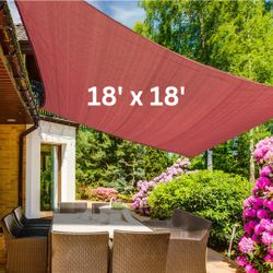 18 x 18 Inch Sun Sail SunShade Square in Rust Red