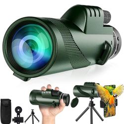 New, Small Monocular Telescope 80x100 HD with Phone Mount + Tripod