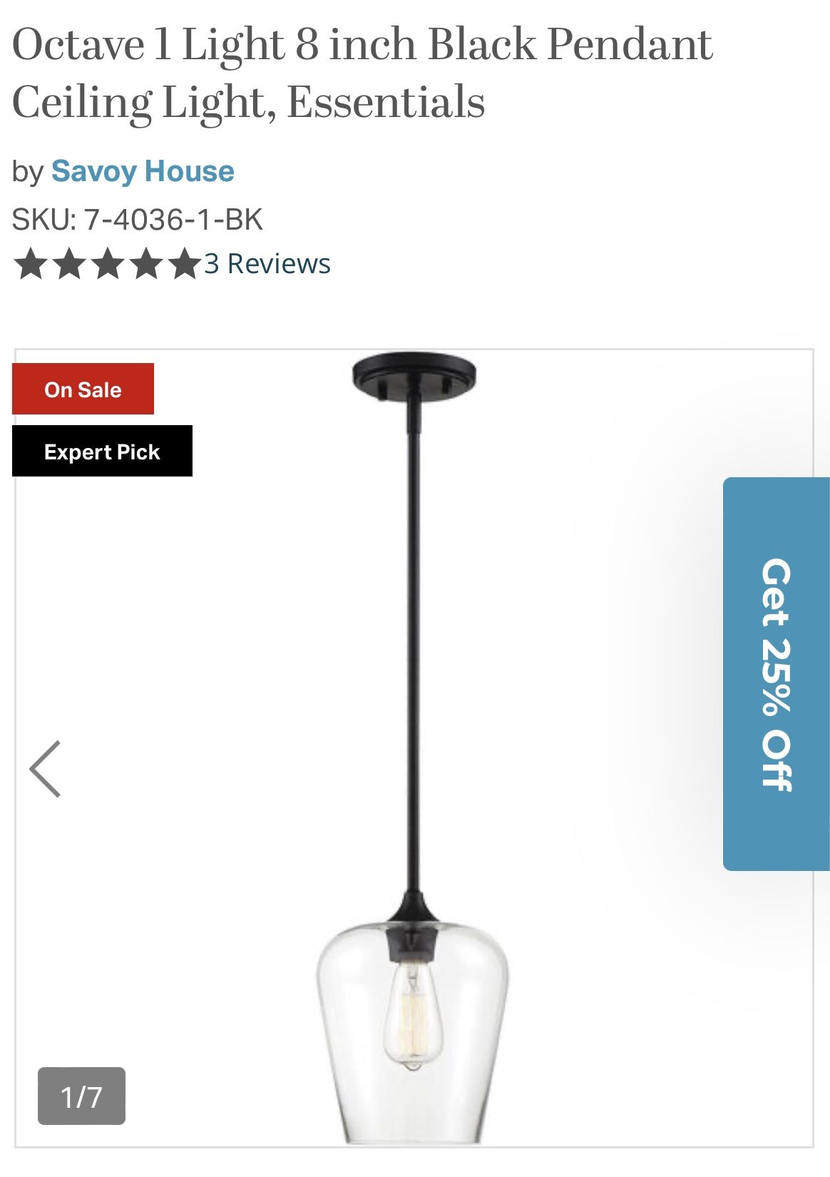 Savoy House Matte Black Light Fixtures