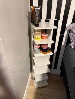 White Freestanding Narrow Storage Shelf Unit